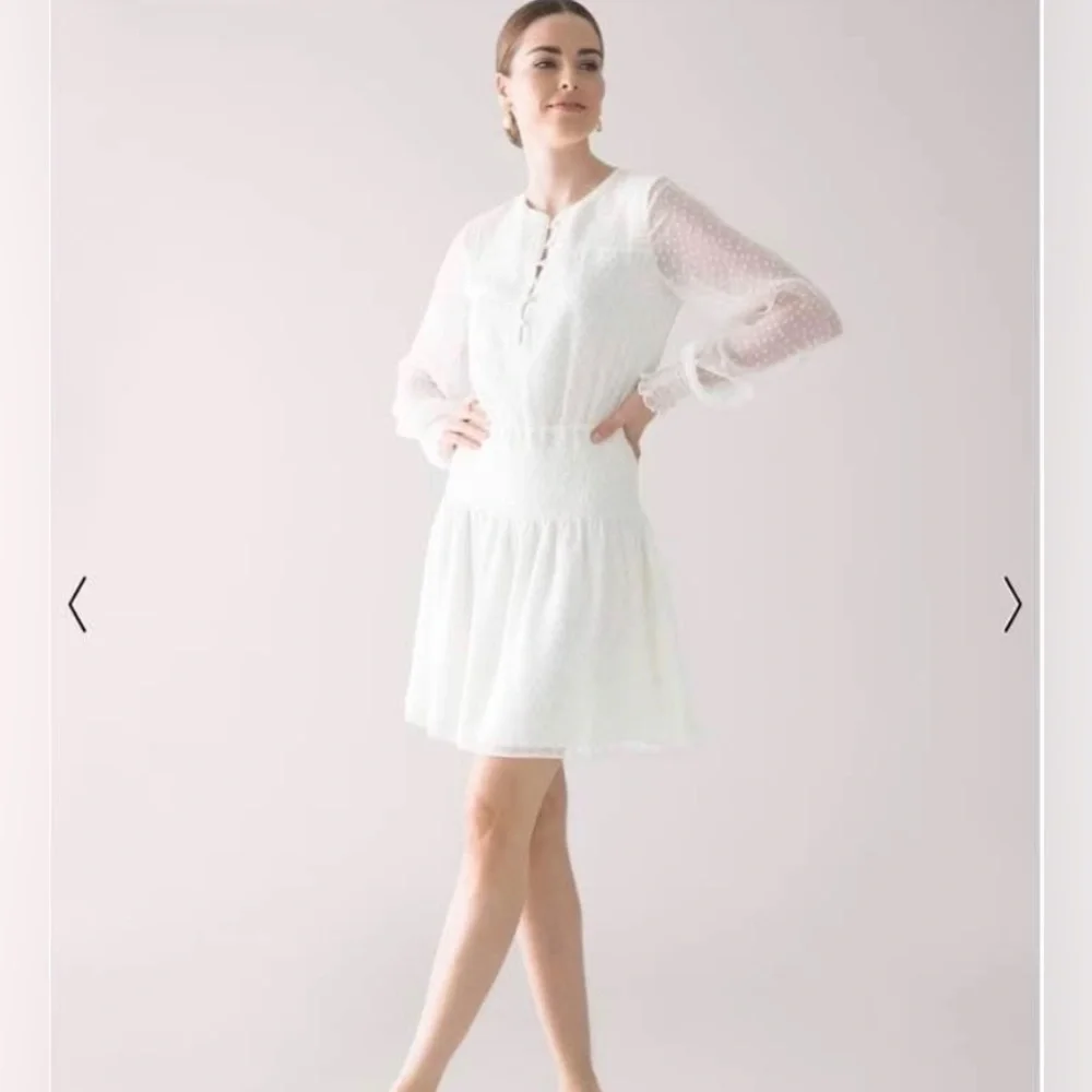 White House Black Market smocked blouson dress - Picture 1 of 4